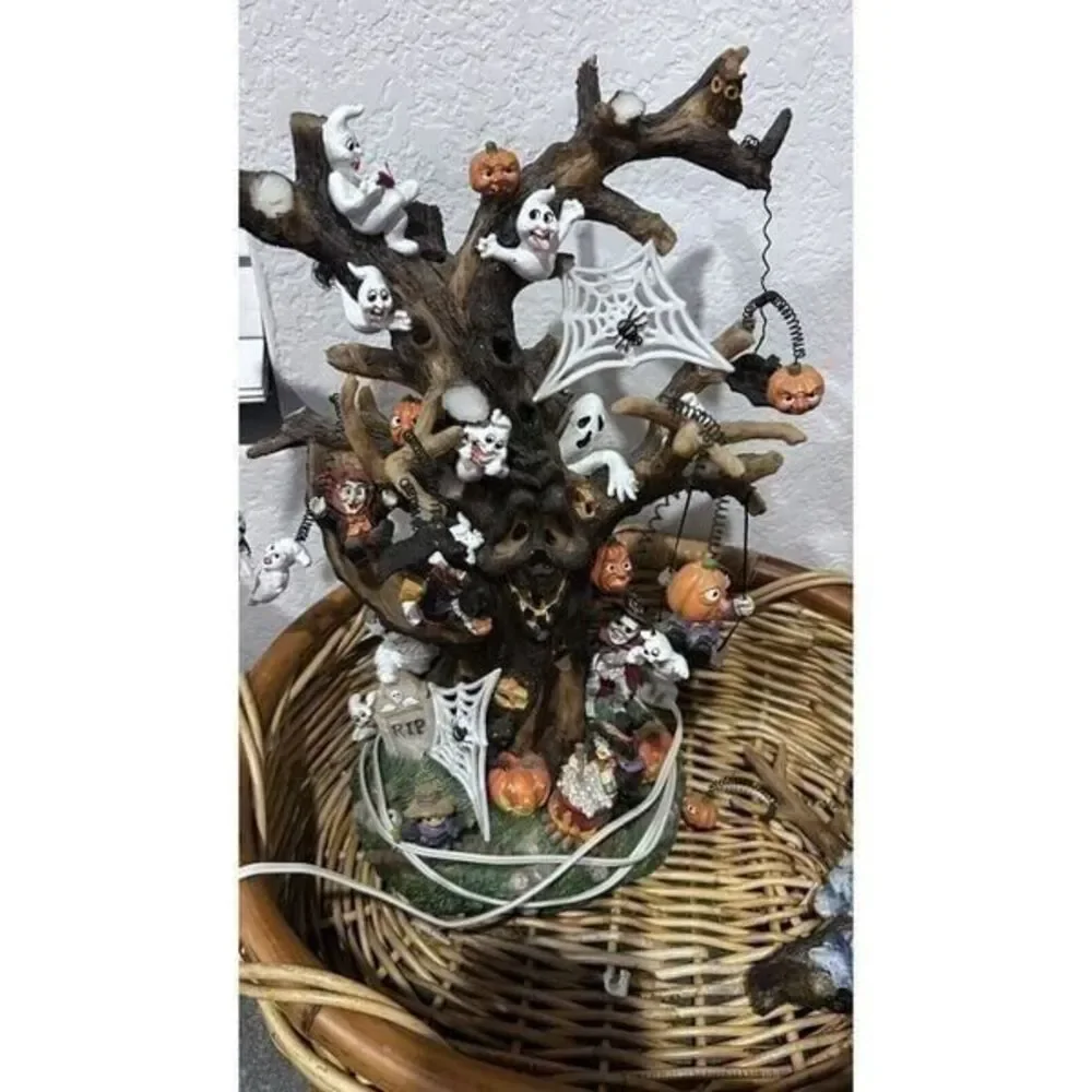 Haunted Halloween Lighted Tree 12 Characters-A Monster On Swing 16.5